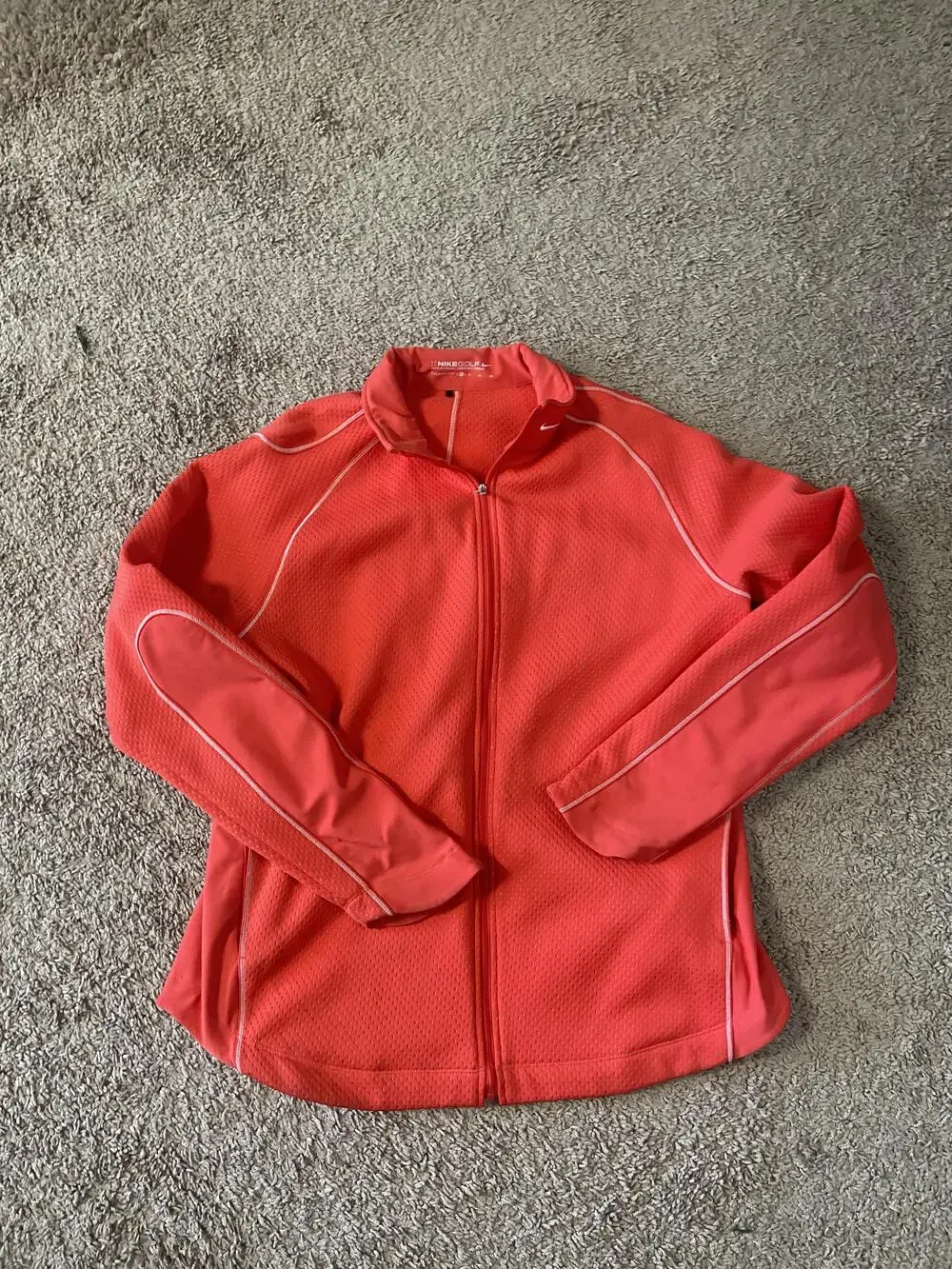 Nike Golf Jacket Womens XL Orange Therma-FIT Full Zip Fleece Lined Golf Outdoor